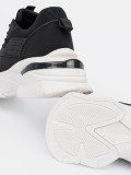 Sneakersi negri sport cu talpă groasă albă