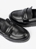 Mocasini eleganți negri cu talpă groasă