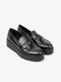 Mocasini eleganți negri cu talpă groasă