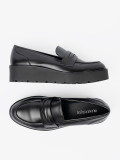 Mocasini eleganți negri cu talpă groasă