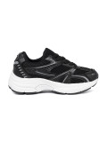 Sneakers negri cu plasă și talpă albă