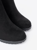 Botine negre cu toc bloc și cataramă decorativă