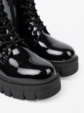 Botine negre lacuite cu talpă masivă
