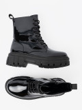 Botine negre lacuite cu talpă masivă