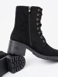 Botine negre confortabile cu vârf rotund
