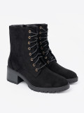 Botine negre confortabile cu vârf rotund