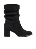 Botine negre din suede cu pliuri elegante