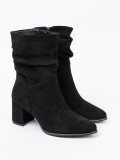 Botine negre din suede cu pliuri elegante