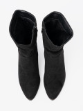 Botine negre din suede cu pliuri elegante