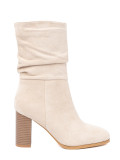 Botine bej deschis cu guler plisat