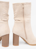 Botine bej deschis cu guler plisat