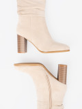 Botine bej deschis cu guler plisat