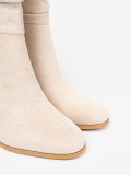 Botine bej deschis cu guler plisat