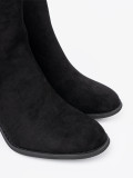Botine negre din imitație de zămsă pe toc
