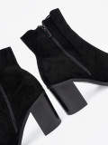 Botine negre din imitație de zămsă pe toc