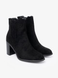 Botine negre din imitație de zămsă pe toc