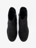 Botine negre din imitație de zămsă pe toc