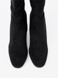 Botine negre cu toc și guler plisat