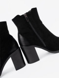Botine negre din suede pe toc înalt