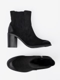 Botine negre din suede pe toc înalt