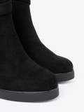 Botine negre din imitație de zăms cu cataramă elegantă