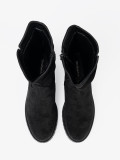 Botine negre cu guler plisat și fermoar