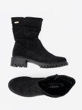 Botine negre cu guler plisat și fermoar