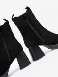 Botine elegante cu toc gros și inserții elastice