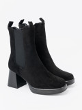 Botine elegante cu toc gros și inserții elastice
