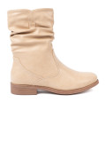 Botine bej confortabile cu pliuri