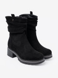 Botine negre cu pliere decorativă