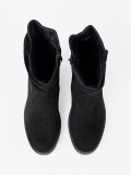 Botine negre cu pliere decorativă