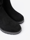 Botine negre cu pliere decorativă