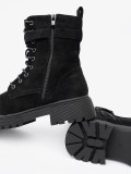 Botine negre cu cataramă și șnururi