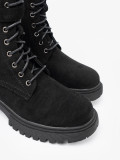 Botine negre cu cataramă și șnururi