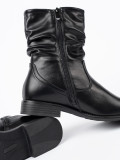 Botine negre confortabile cu pliuri