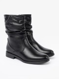 Botine negre confortabile cu pliuri