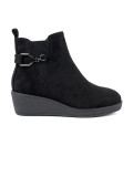 Botine negre din imitație de zăms cu inserție elastică