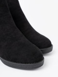 Botine negre din imitație de zăms cu inserție elastică