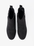 Botine negre din imitație de zăms cu inserție elastică