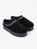 Cizme negre de zăpadă cu broderie decorativă