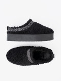 Cizme negre de zăpadă cu broderie decorativă