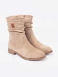 Botine bej cu guler plisat