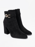 Botine elegante negre cu accent de bijuterie
