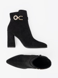 Botine elegante negre cu accent de bijuterie