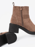 Botine bej elegante cu toc stabil