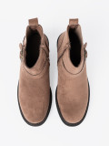 Botine bej elegante cu toc stabil