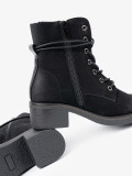 Botine negre cu șireturi și toc mic