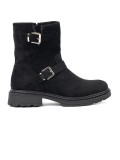 Botine negre moderne cu catarame argintii