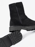 Botine negre moderne cu catarame argintii